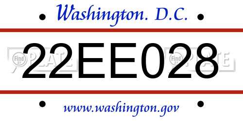 22EE028 District Of Columbia License Plate
