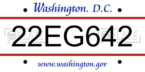 22EG642 District Of Columbia License Plate