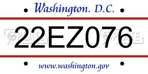 22EZ076 District Of Columbia License Plate