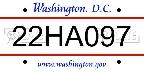 22HA097 District Of Columbia License Plate