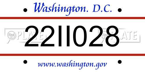 22II028 District Of Columbia License Plate