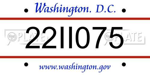22II075 District Of Columbia License Plate