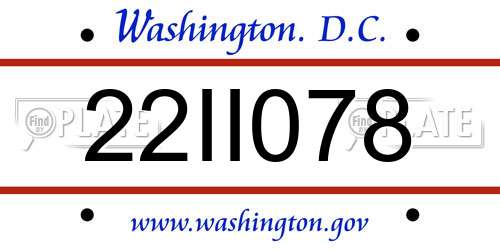 22II078 District Of Columbia License Plate