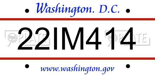22IM414 District Of Columbia License Plate