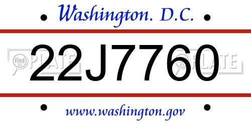 22J7760 District Of Columbia License Plate