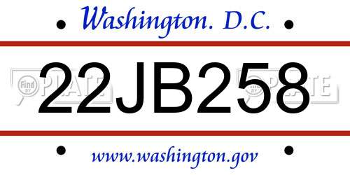 22JB258 District Of Columbia License Plate