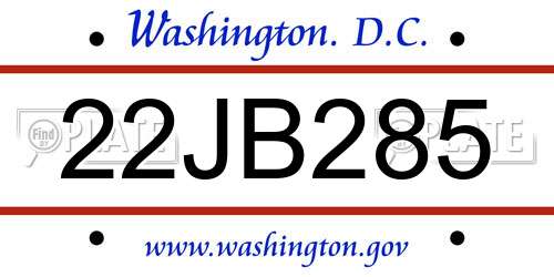 22JB285 District Of Columbia License Plate