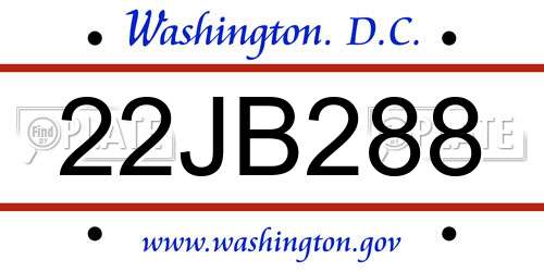 22JB288 District Of Columbia License Plate