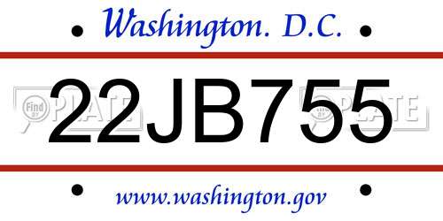 22JB755 District Of Columbia License Plate