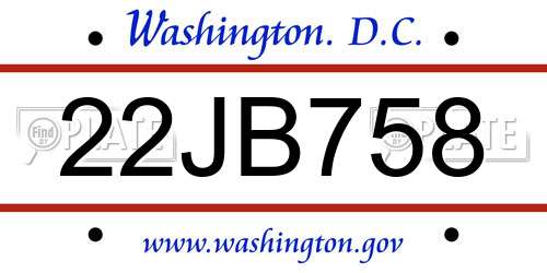 22JB758 District Of Columbia License Plate