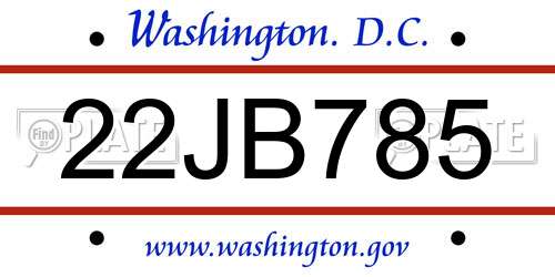 22JB785 District Of Columbia License Plate