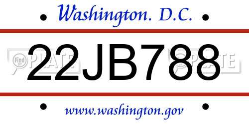 22JB788 District Of Columbia License Plate