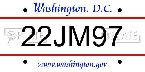 22JM97 District Of Columbia License Plate