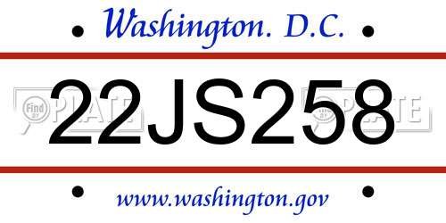 22JS258 District Of Columbia License Plate