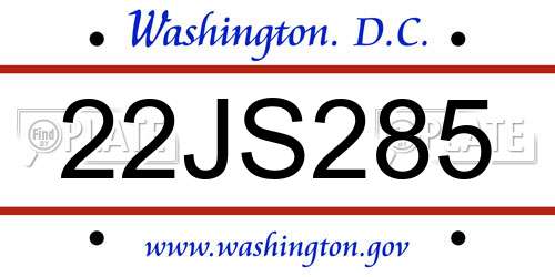 22JS285 District Of Columbia License Plate