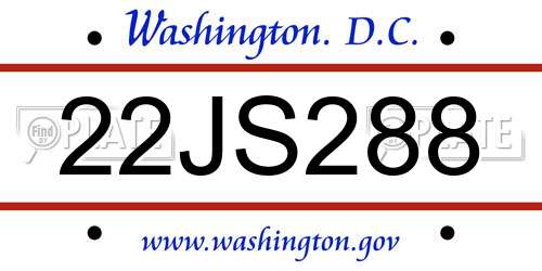 22JS288 District Of Columbia License Plate