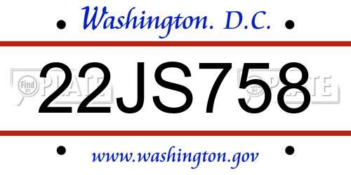 22JS758 District Of Columbia License Plate