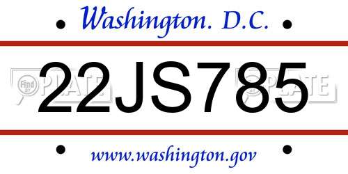 22JS785 District Of Columbia License Plate