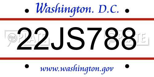 22JS788 District Of Columbia License Plate
