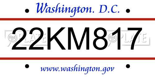 22KM817 District Of Columbia License Plate