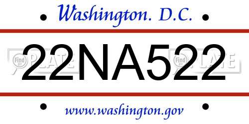 22NA522 District Of Columbia License Plate