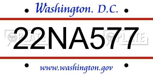22NA577 District Of Columbia License Plate