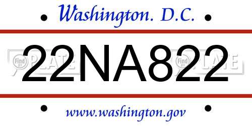 22NA822 District Of Columbia License Plate