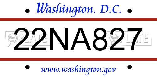 22NA827 District Of Columbia License Plate