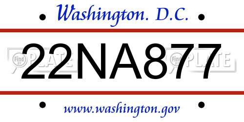 22NA877 District Of Columbia License Plate