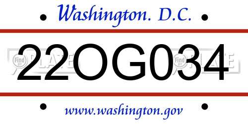 22OG034 District Of Columbia License Plate