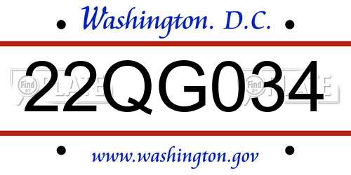 22QG034 District Of Columbia License Plate