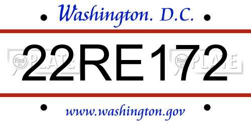 22RE172 District Of Columbia License Plate