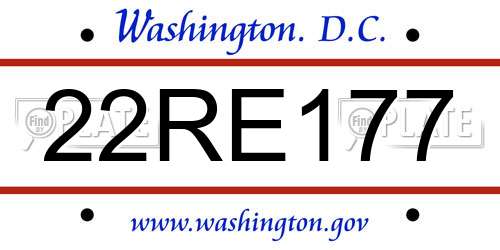 22RE177 District Of Columbia License Plate