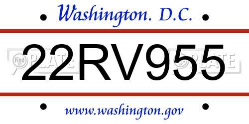 22RV955 District Of Columbia License Plate