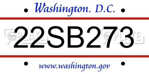 22SB273 District Of Columbia License Plate