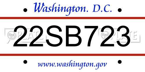 22SB723 District Of Columbia License Plate