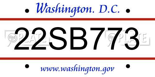 22SB773 District Of Columbia License Plate