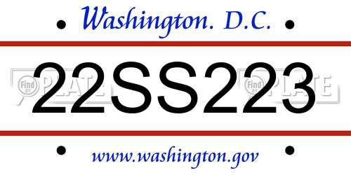 22SS223 District Of Columbia License Plate