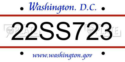 22SS723 District Of Columbia License Plate