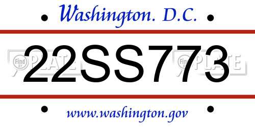 22SS773 District Of Columbia License Plate