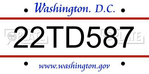 22TD587 District Of Columbia License Plate