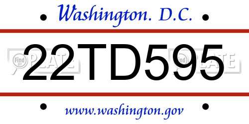 22TD595 District Of Columbia License Plate