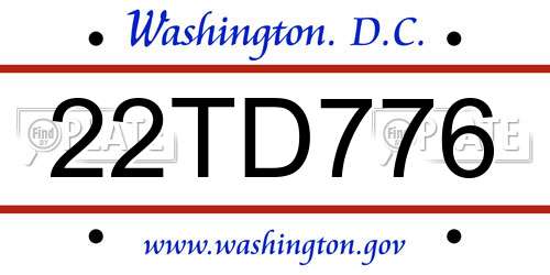 22TD776 District Of Columbia License Plate