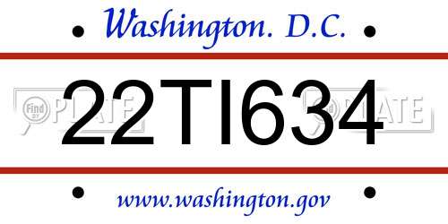22TI634 District Of Columbia License Plate