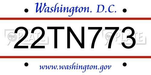 22TN773 District Of Columbia License Plate
