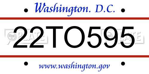 22TO595 District Of Columbia License Plate