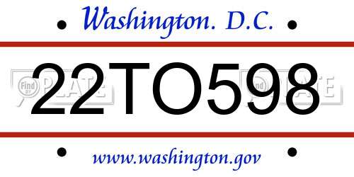 22TO598 District Of Columbia License Plate