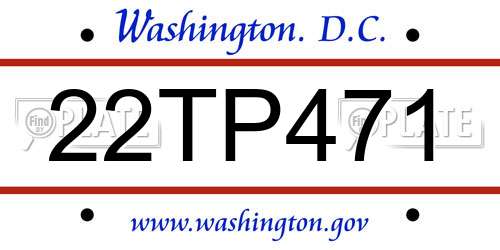 22TP471 District Of Columbia License Plate