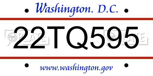 22TQ595 District Of Columbia License Plate