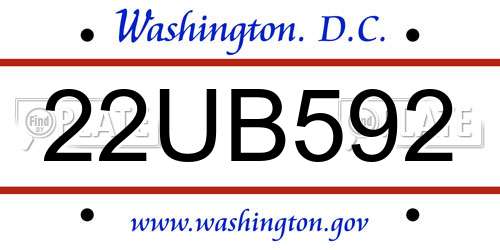 22UB592 District Of Columbia License Plate